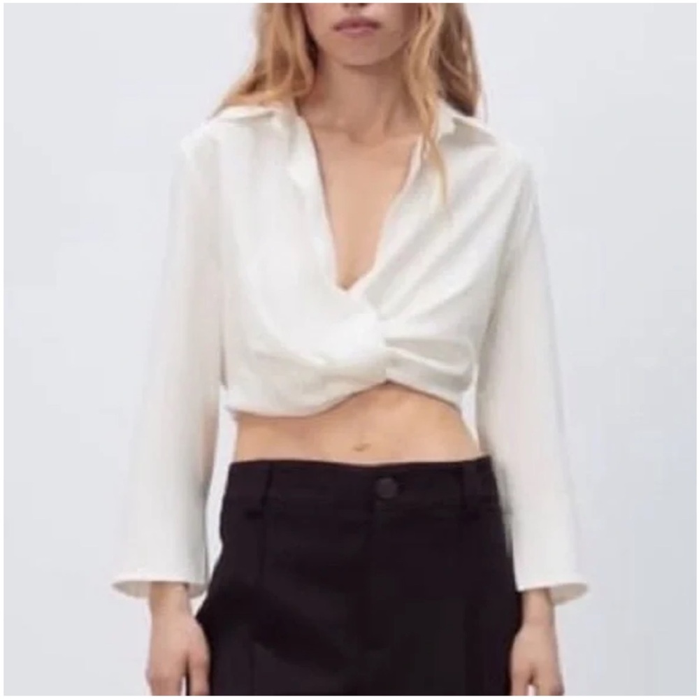 Zara Cream Wrap Blouse